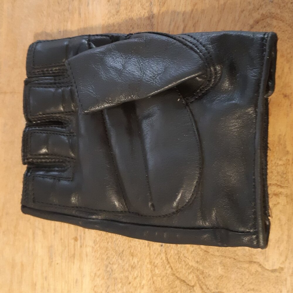 Fingerless Leather Motorcycle Gloves Small 100% Cuir Black Very good condition - Picture 6 of 9